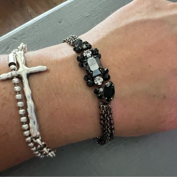 Sorrelli Crystal Black Multi Chain Bracelet - Picture 1 of 7